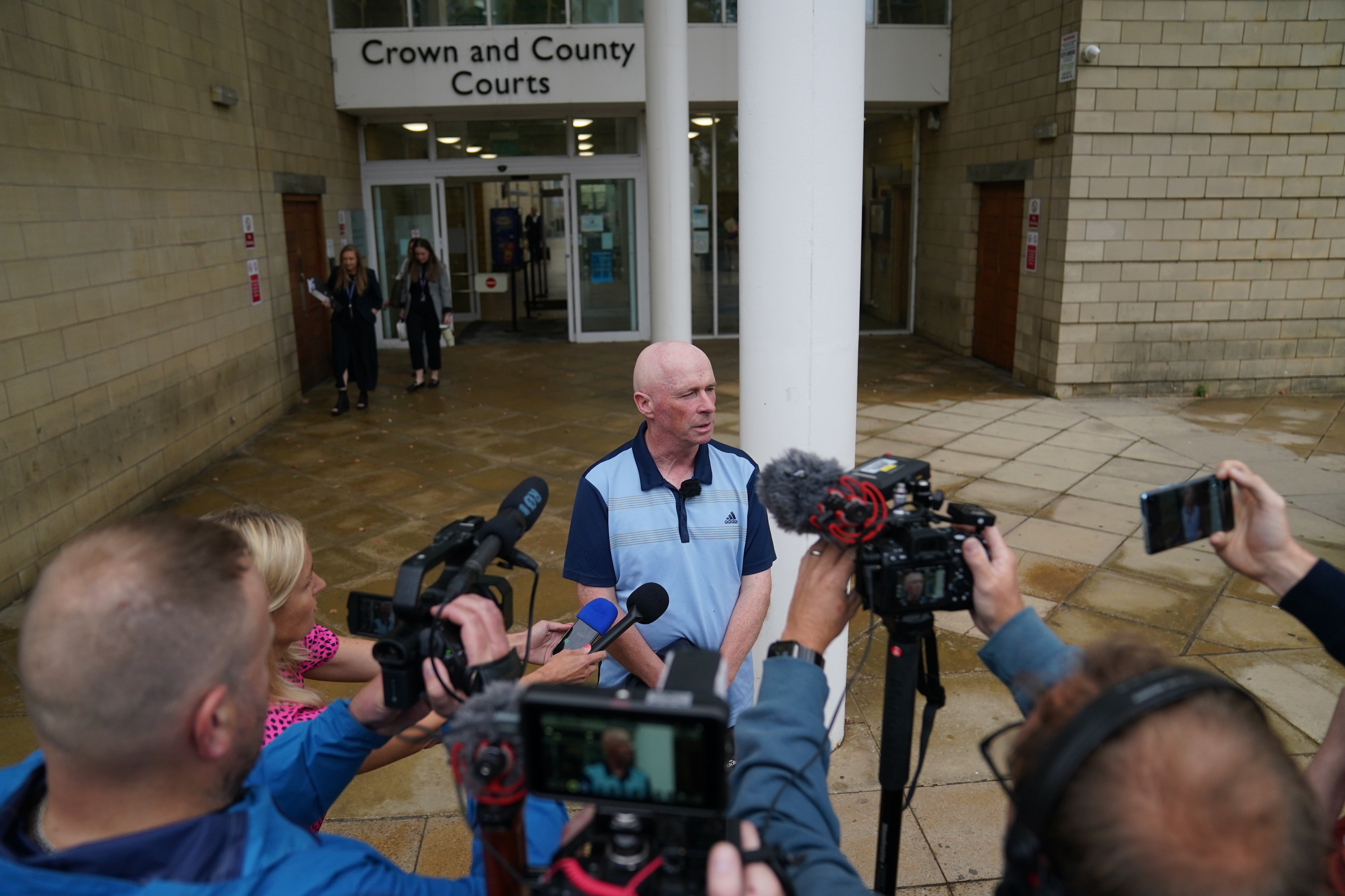 Conservative West Northamptonshire councillor Raymond Connolly speaks to the media