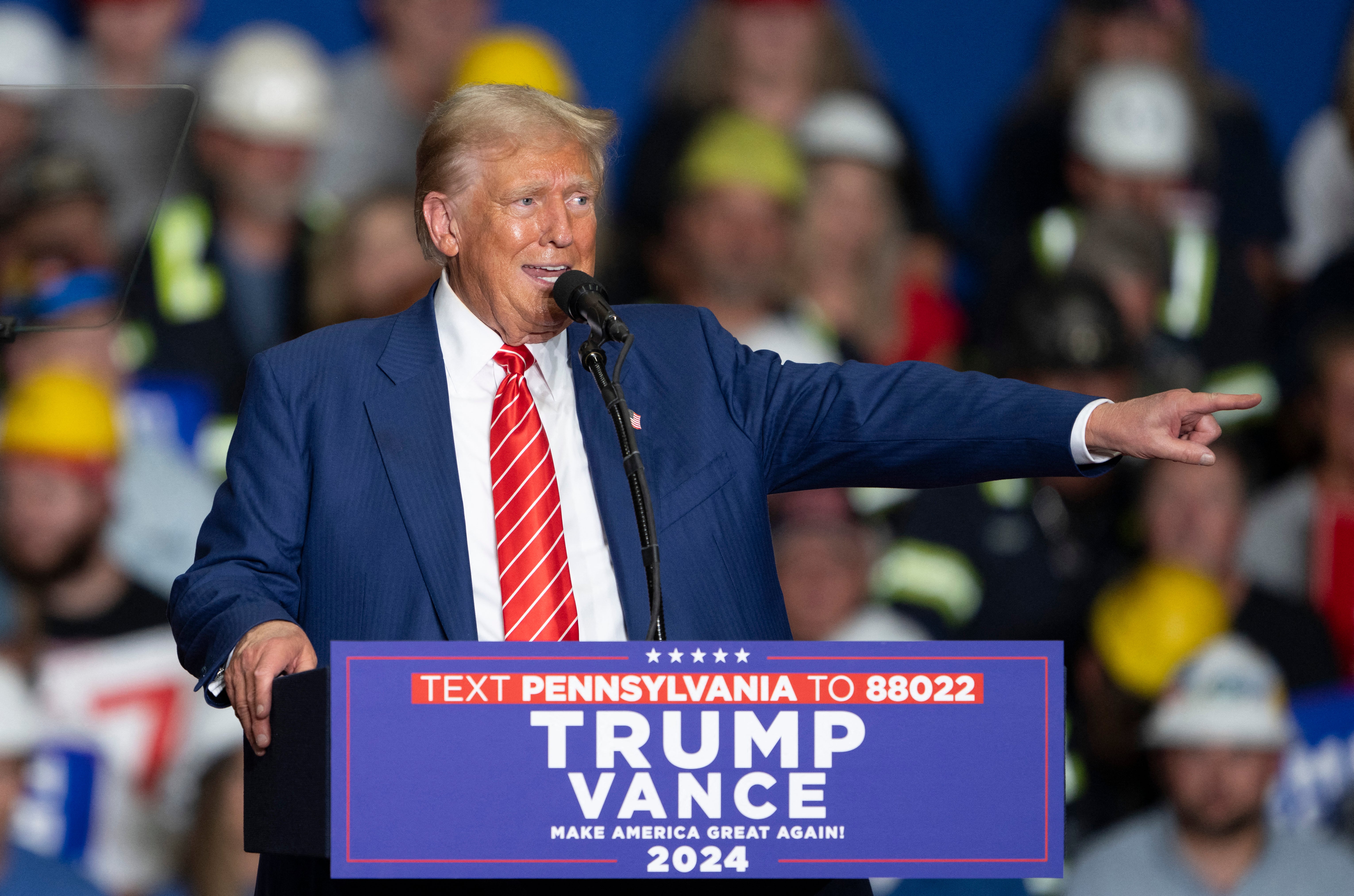 Donald Trump speaks to supporters in Johnstown, Pennsylvania, on August 30. There, he praised men for allowing women to attend the rally alone.