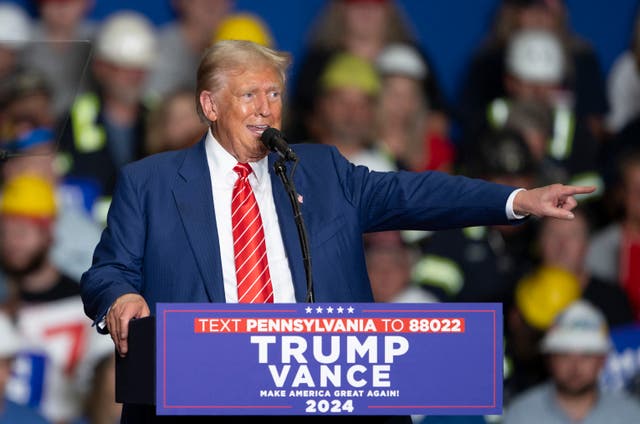 <p>Donald Trump speaks to supporters in Johnstown, Pennsylvania, on August 30. There, he praised men for allowing women to attend the rally alone. </p>