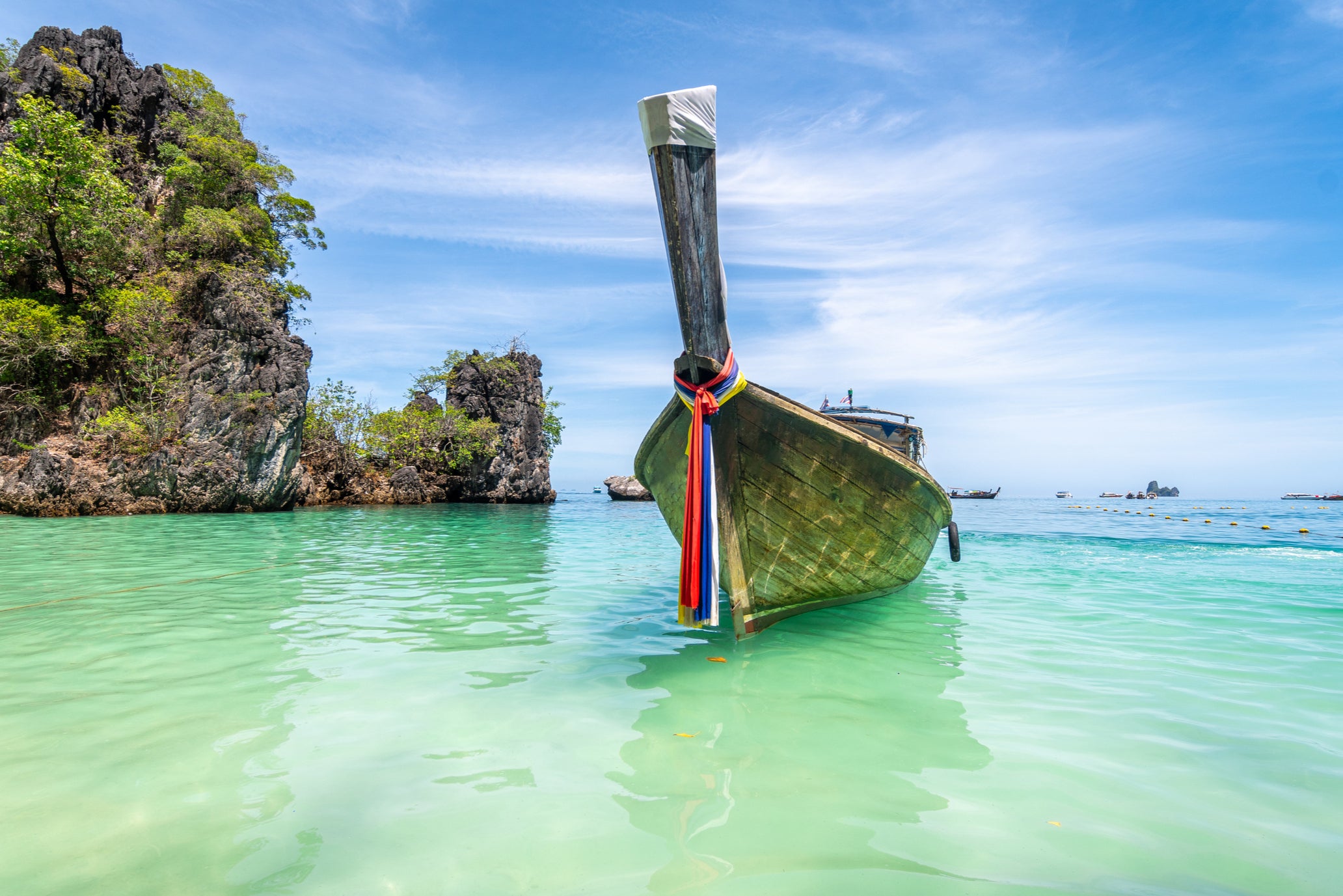 Ao Nang Beach is known for its traditional long-tail boat adventures