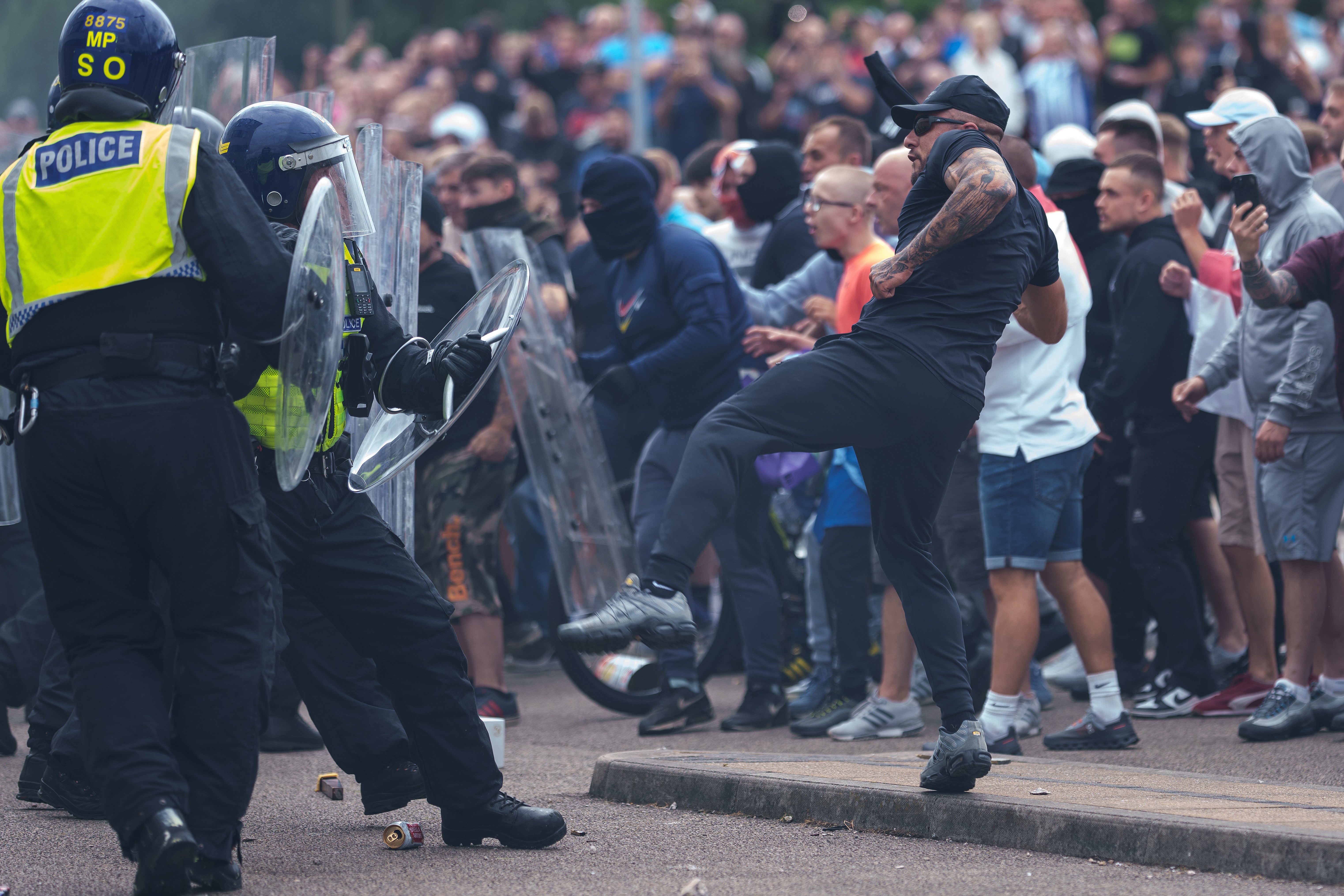 Rioting took place in a number of UK cities, including Rotherham (pictured), following stabbings in Southport in July