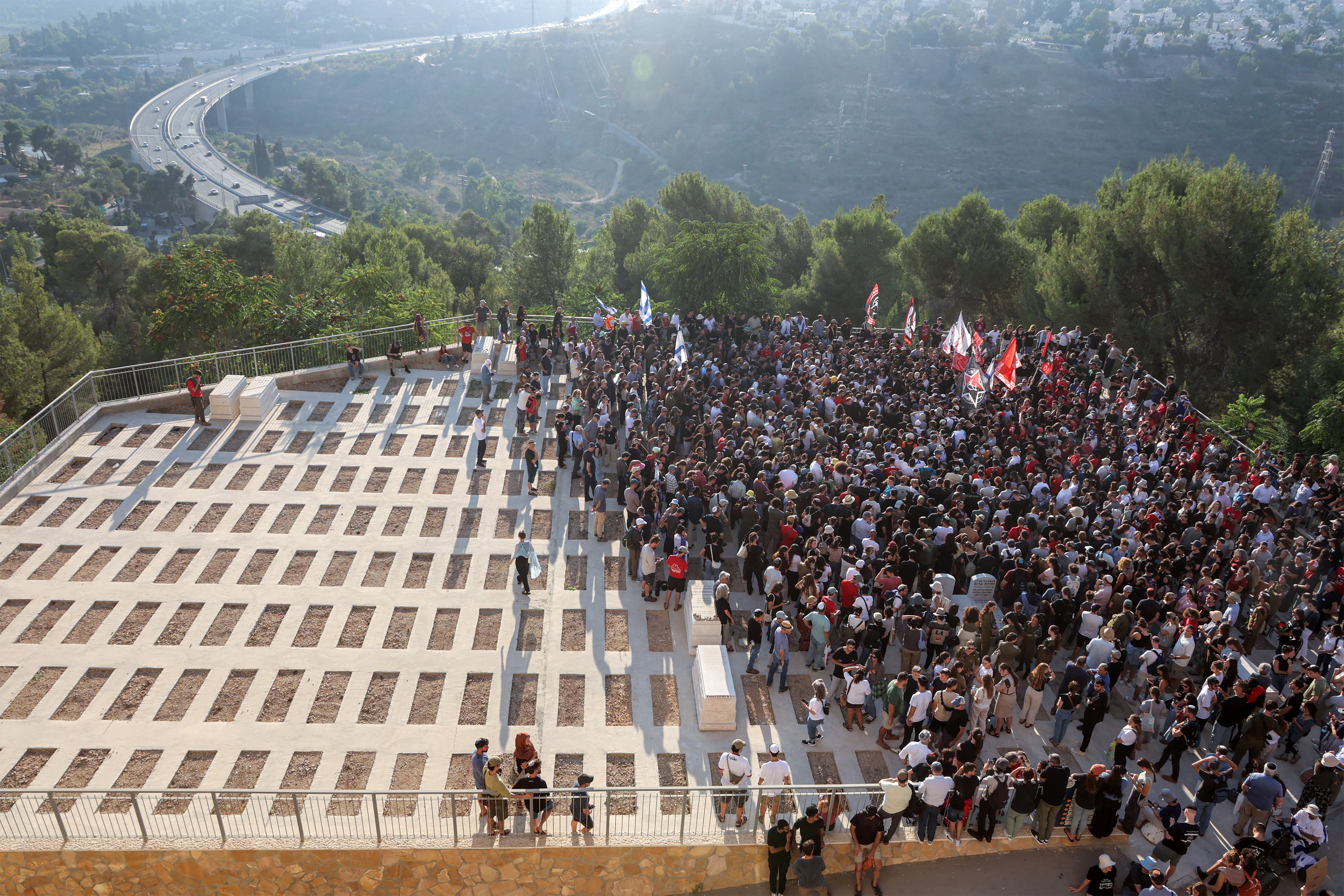 Mourners gather to bury killed US-Israeli hostage Hersh Goldberg-Polin whose body was recovered with five other hostages in Gaza, attend the funeral in Jerusalem