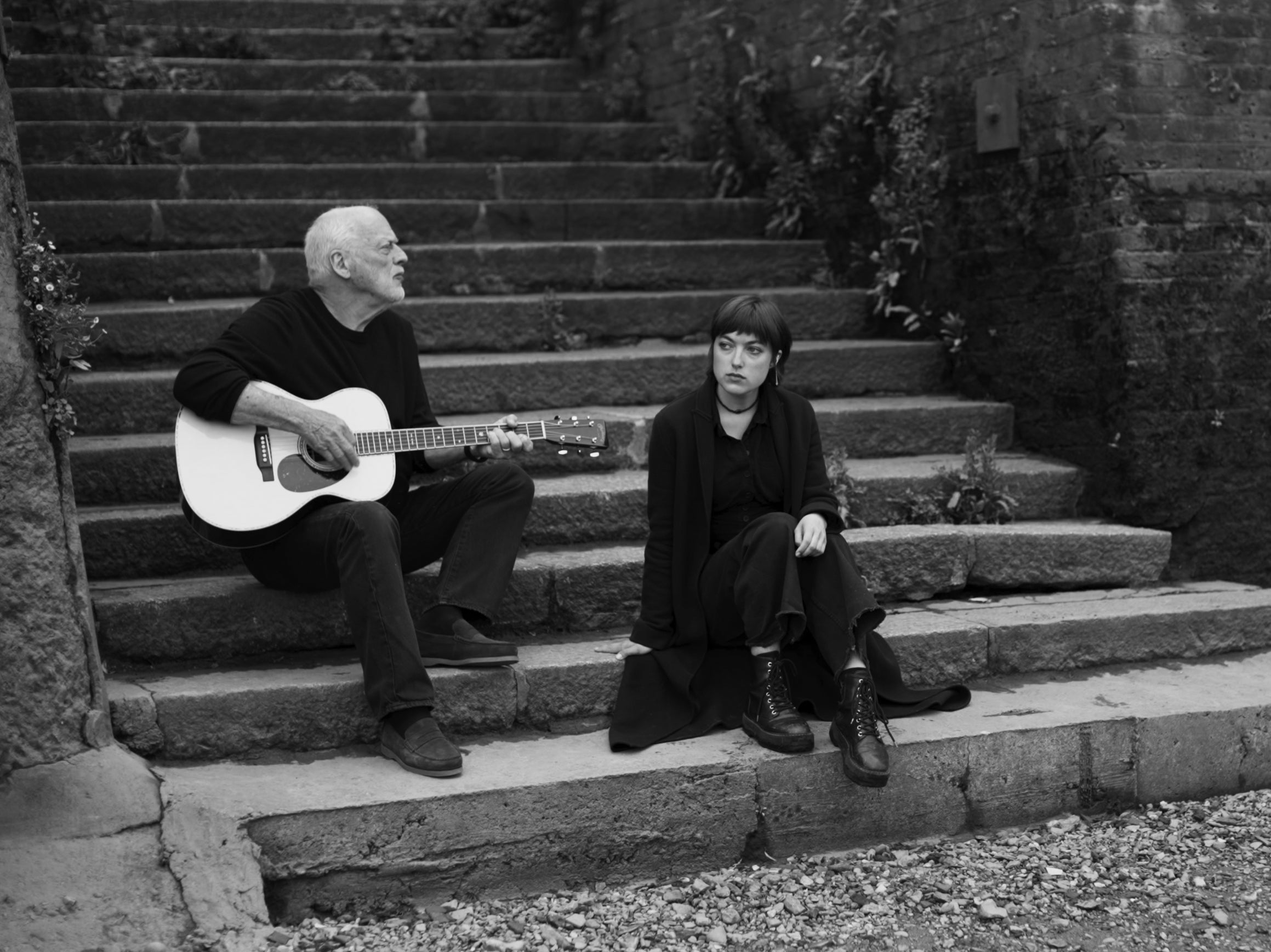 Keeping it in the family: Gilmour with his daughter, Romany