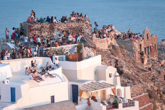 <p>Santorini welcomed 3.4 million tourists to the island in 2023 – dwarfing the 25,000 permanent residents</p>