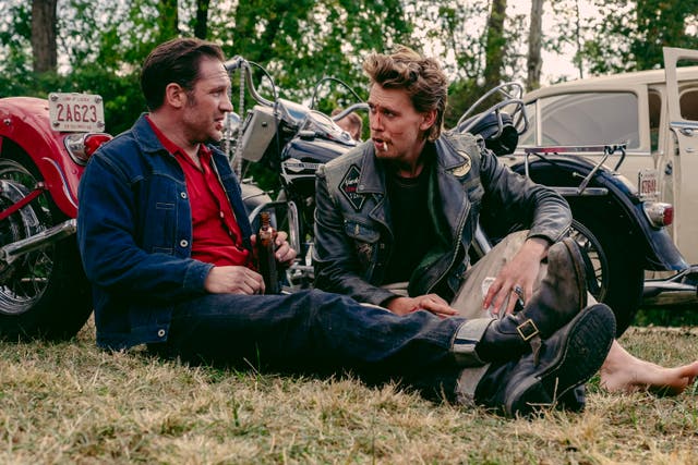 <p>om Hardy as Danny and Austin Butler as Benny in the film The Bikeriders</p>