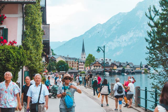 <p>The quaint town of Hallstatt in Austria has been finding it hard to cope with the overcrowding </p>