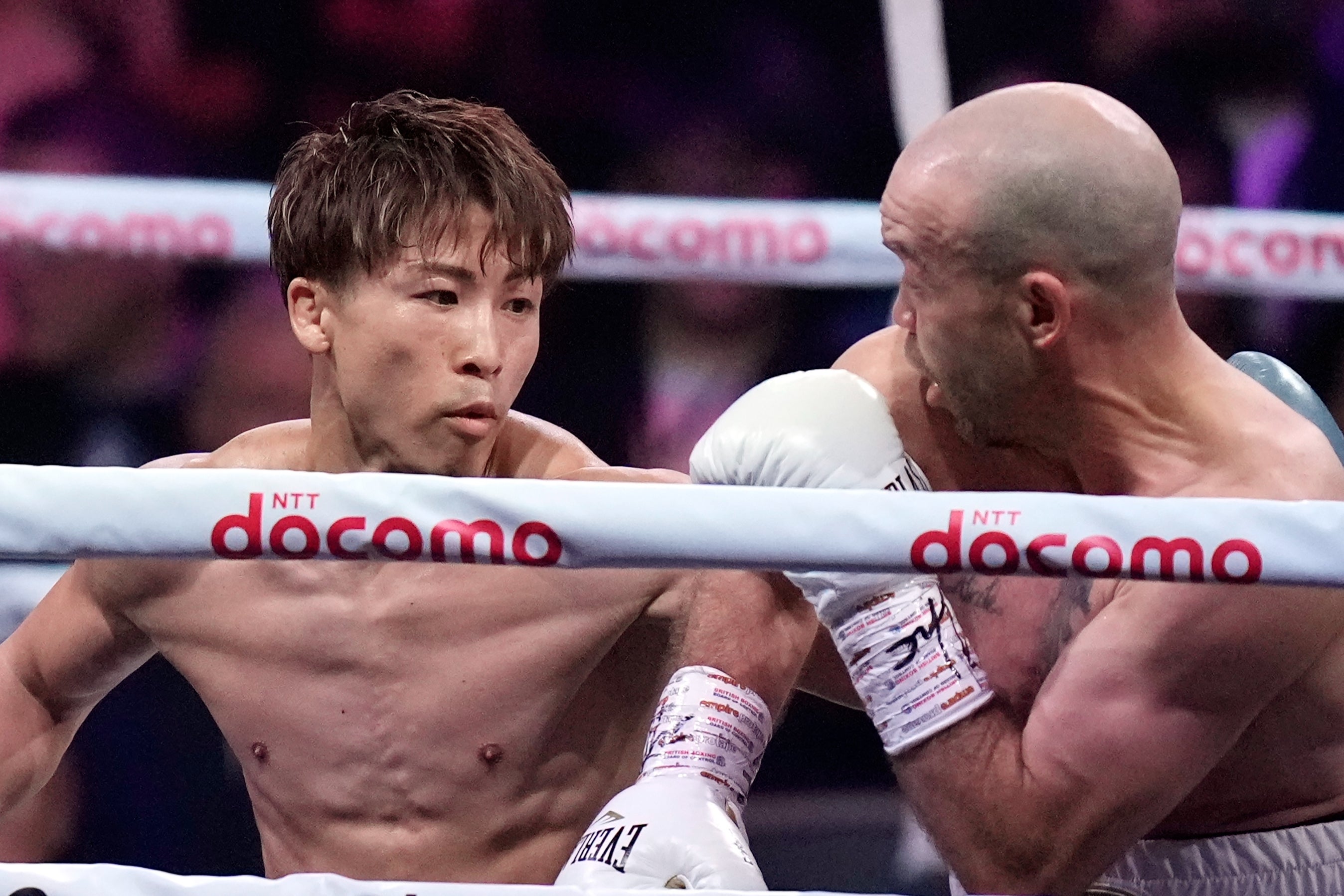 Naoya Inoue (left) in action against TJ Doheny in Tokyo