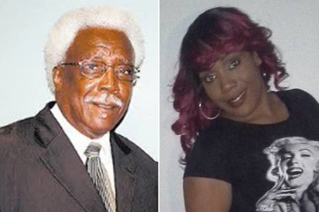 <p>Joe Cornelius, 82, and Keisha Miles, 31, (left and right) were found dead at the elderly man’s home in Minden </p>