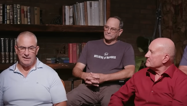 <p>Paul Herr (left), Rodney Tow (center) and Tom Behrends served with Tim Walz in the National Guard. They are now criticizing the vice presidential candidate for leaving the National Guard shortly before his unit was deployed to Iraq</p>