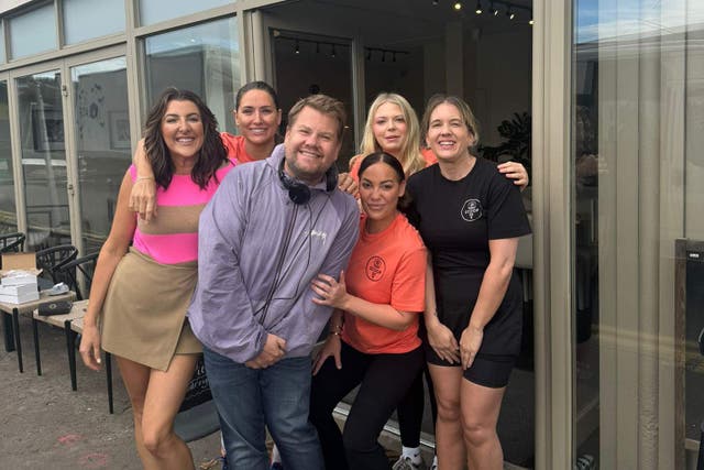 <p>James Corden met locals in Barry on Tuesday (Laura Davenport)</p>