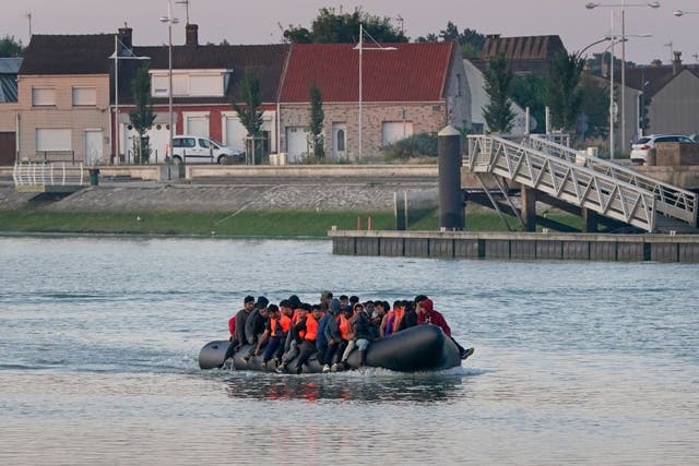 <p>A group of people thought to be migrants leave Gravelines in France on a small boat in an attempt to cross the Channel (Gareth Fuller/PA)</p>