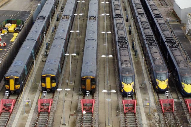 Southeastern trains in sidings (Gareth Fuller/PA)