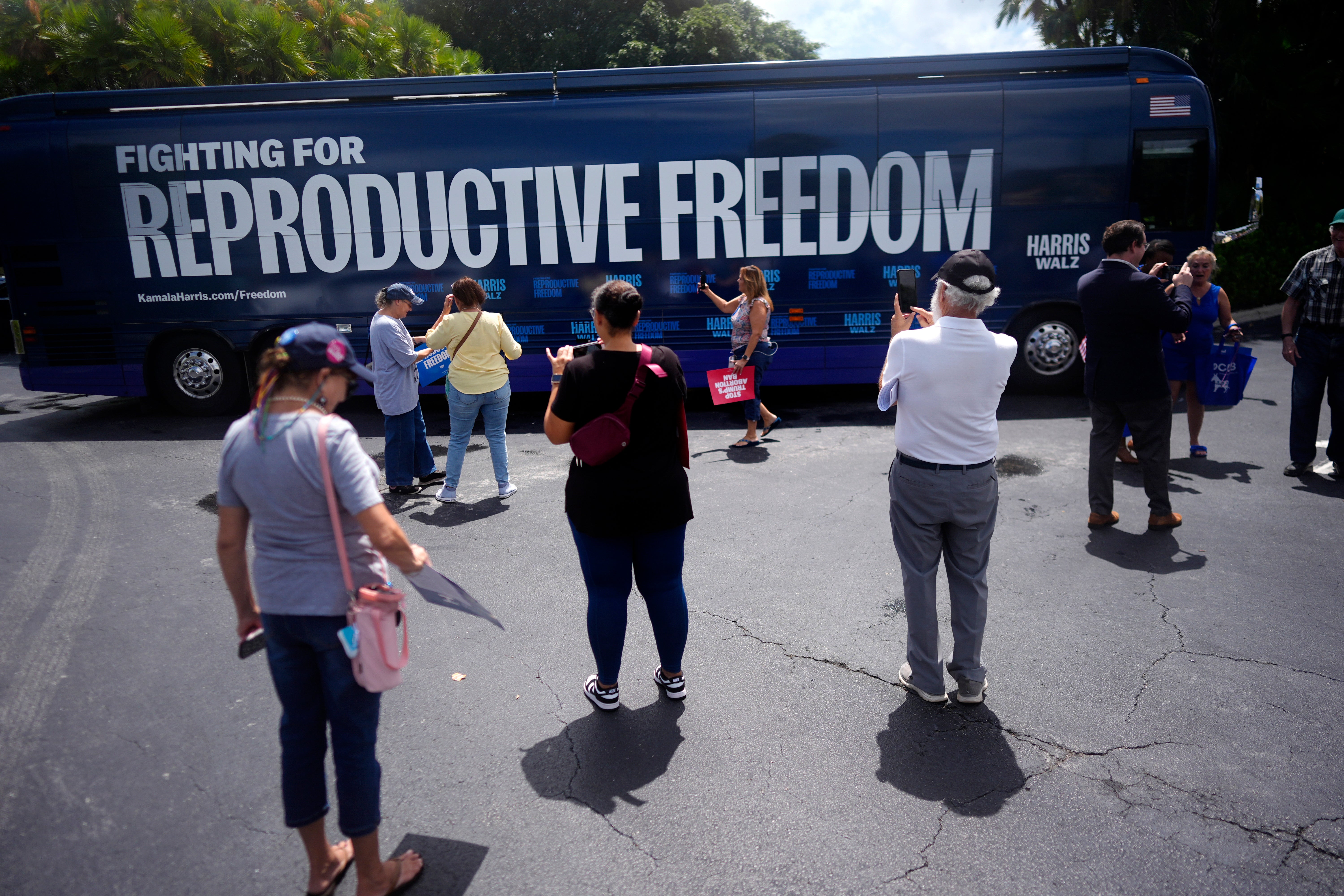 Kamala Harris’s campaign debuted a ‘Reproductive Freedom Bus Tour’ in Florida on September 3.