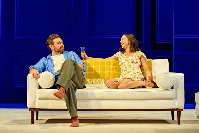 <p>James McArdle (Henry) and Bel Powley (Annie) in ‘The Real Thing' at The Old Vic</p>