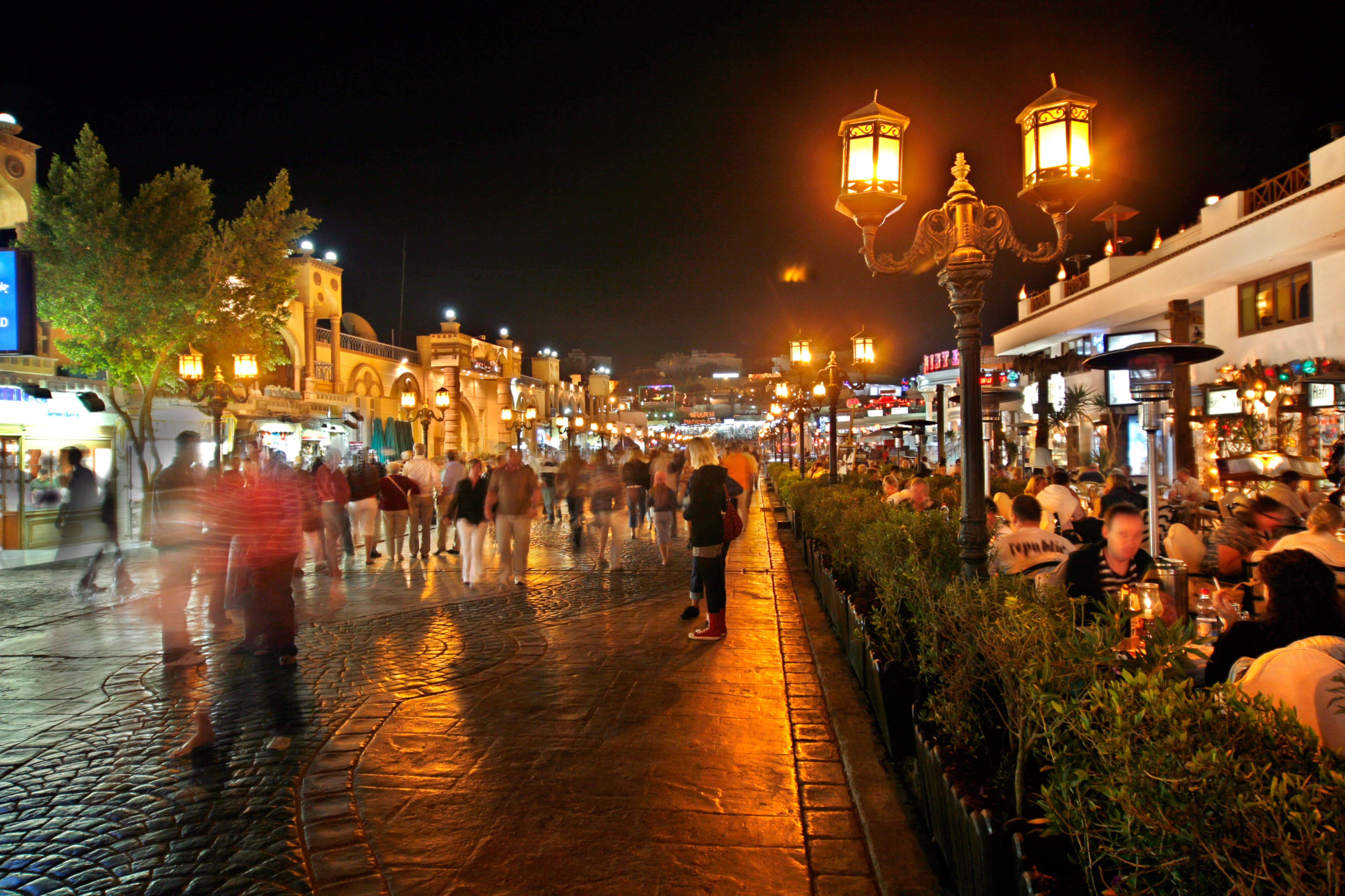 A promenade at night in Sharm el-Sheikh