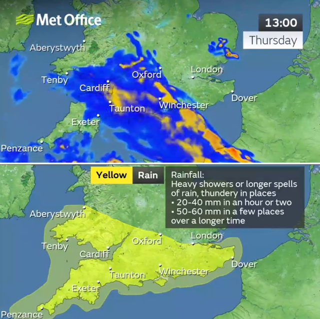 Met Office issues three days of weather warnings for heavy rain as ...