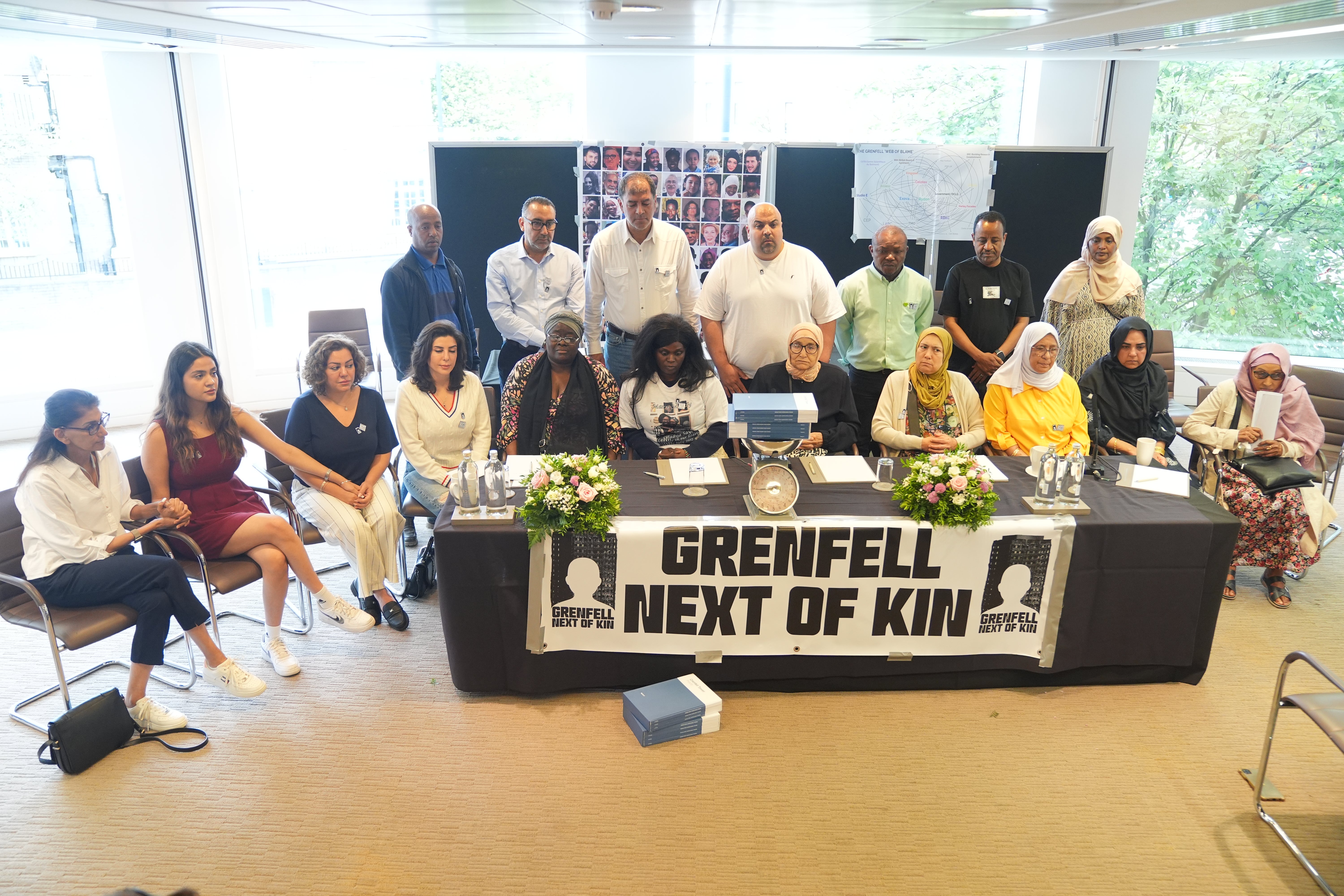 Members of a support group for the next of kin and families of some of the 72 people killed in the Grenfell Tower Fire in 2017