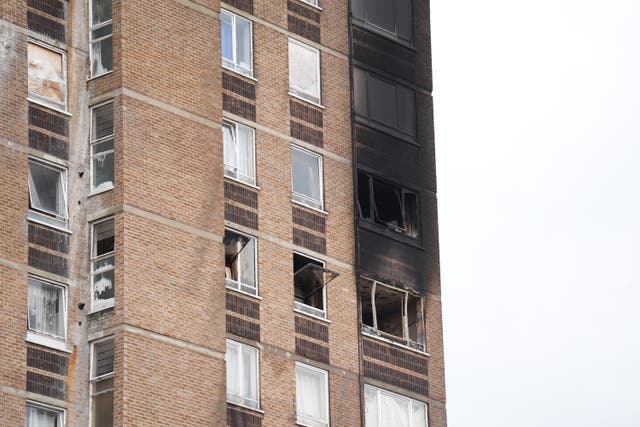 The scene following a fire in a tower block in Catford, south-east London (James Manning/PA)