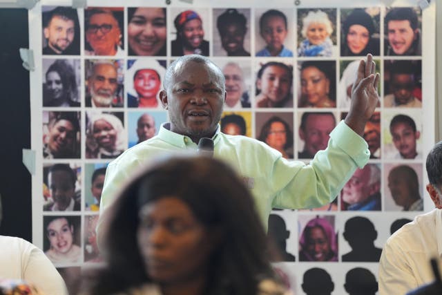 <p>Grenfell survivor Francis Dean during a press conference</p>