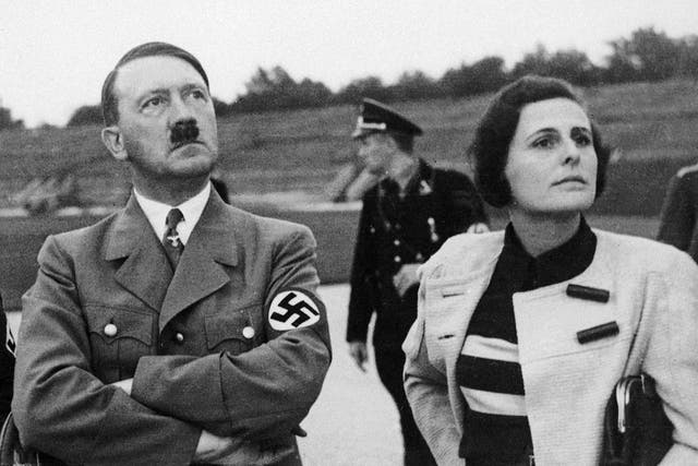 <p>Reich hand woman: Adolf Hitler and Leni Riefenstahl pictured together</p>