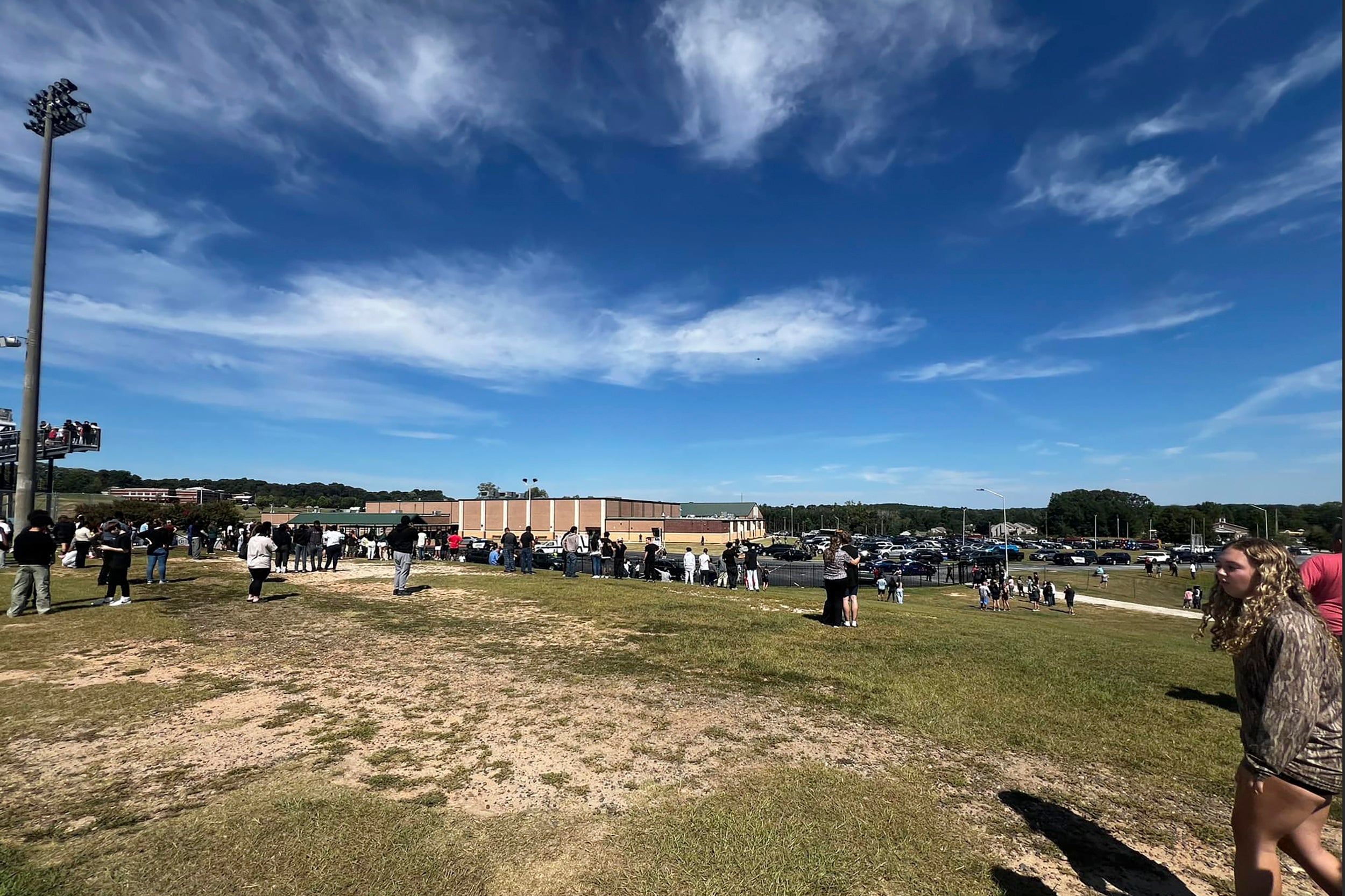 Students are waiting at a nearby stadium after a shooting at Apalachee High School killed at least two people, according to MSNBC