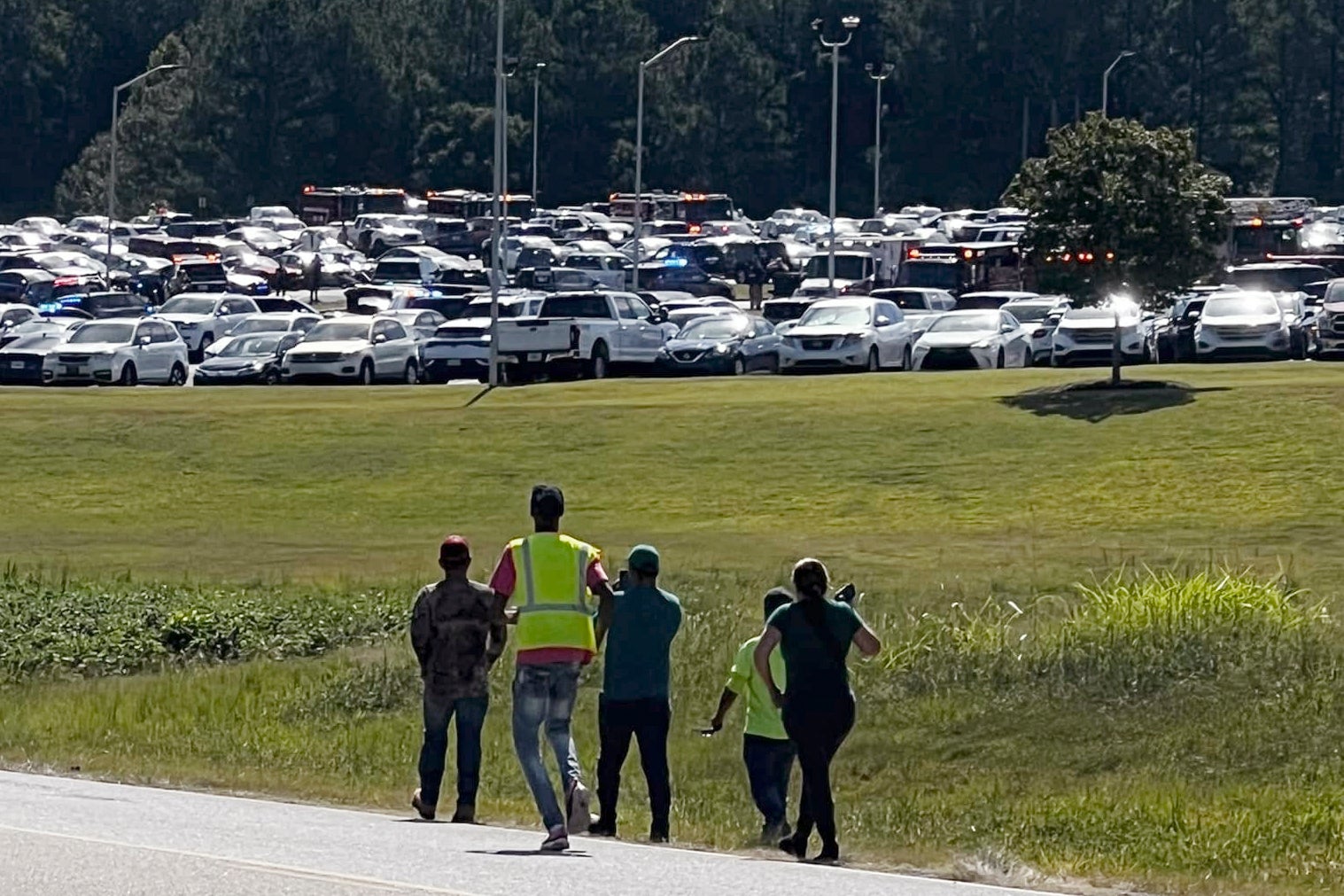 Students at Apalachee High School were evacuated to the football stadium after the campus was placed on lockdown following an active shooter situation