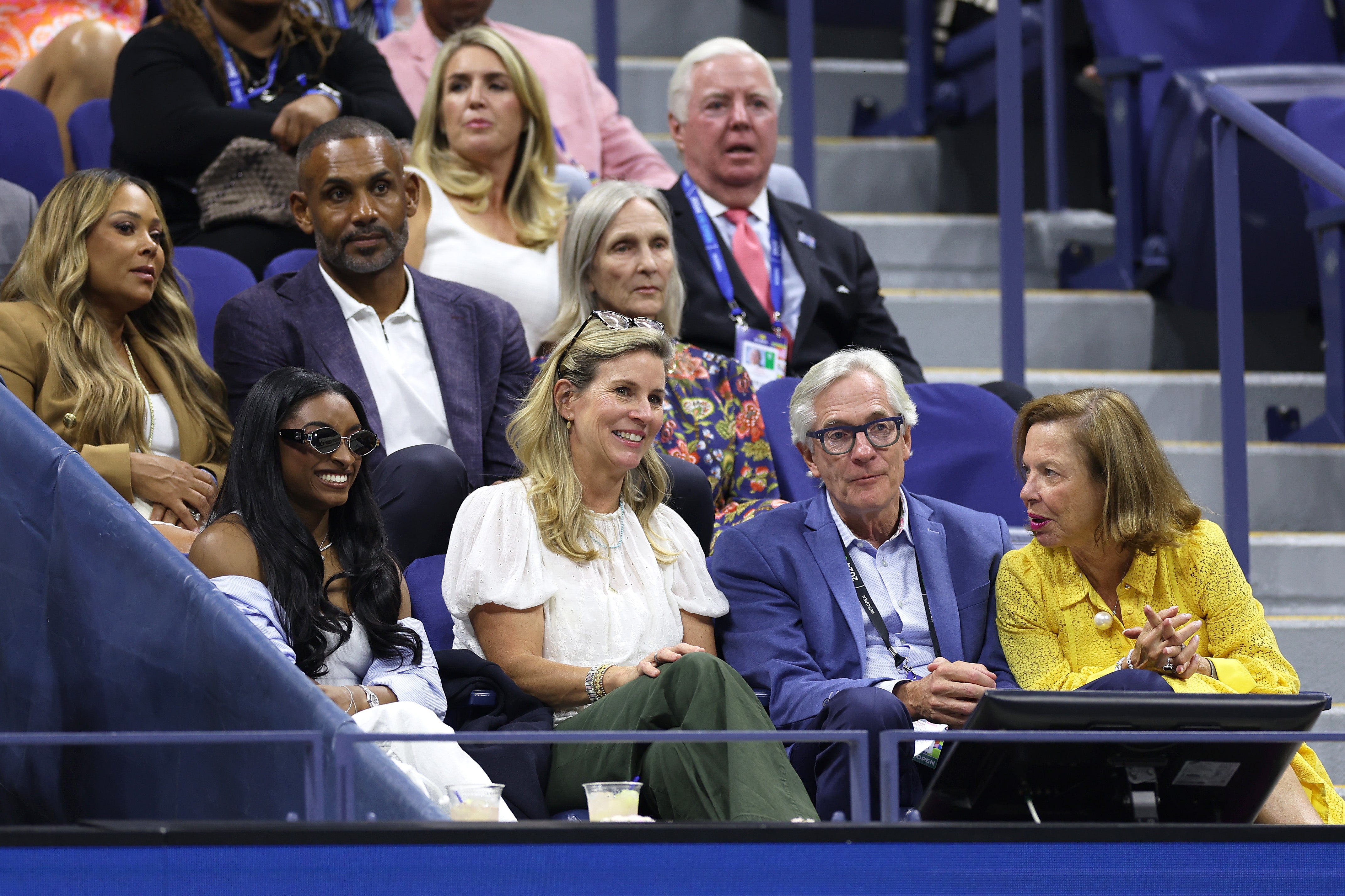 Olympic gymnast Simone Biles attends Day Ten of the 2024 US Open at USTA Billie Jean King National Tennis Center on September 04, 2024 in the Flushing neighborhood of the Queens borough of New York City. (Photo by Luke Hales/Getty Images)