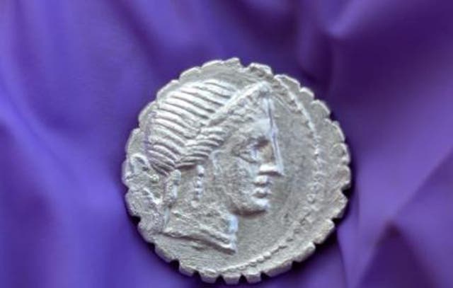 <p>One of the Roman silver coins found on Pantelleria island in the Mediterranean</p>