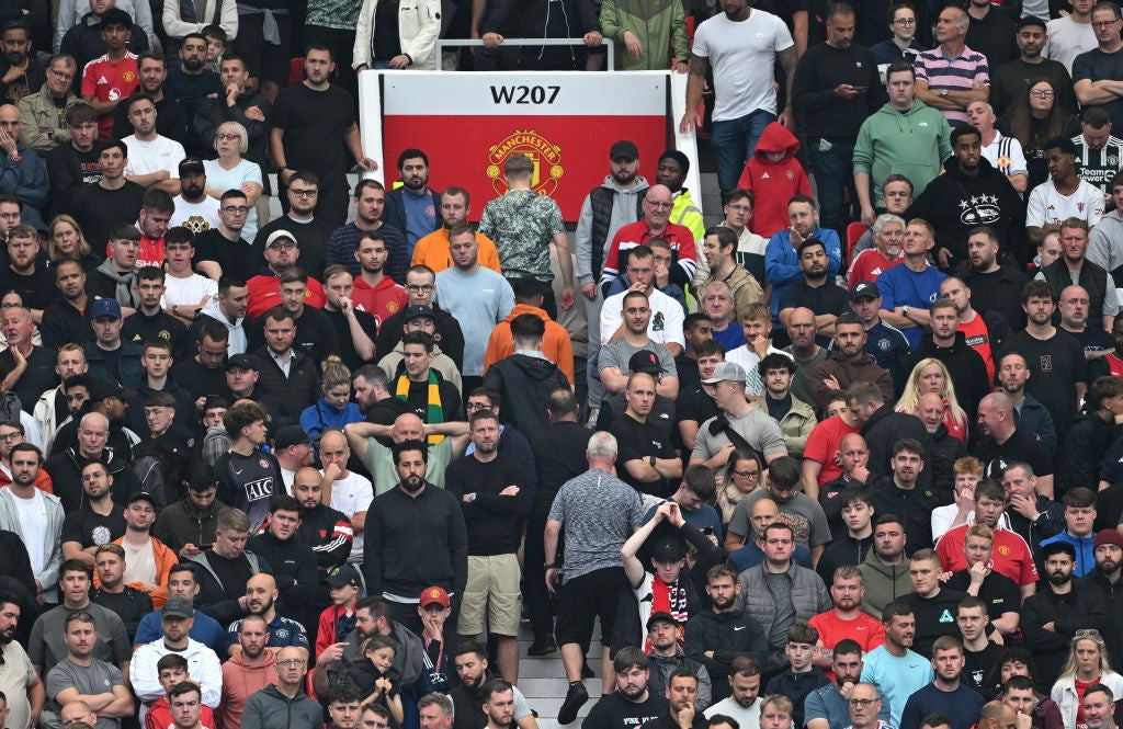 Some United fans turned for the exits during the 3-0 defeat to Liverpool but the mood was far more toxic online than at at Old Trafford