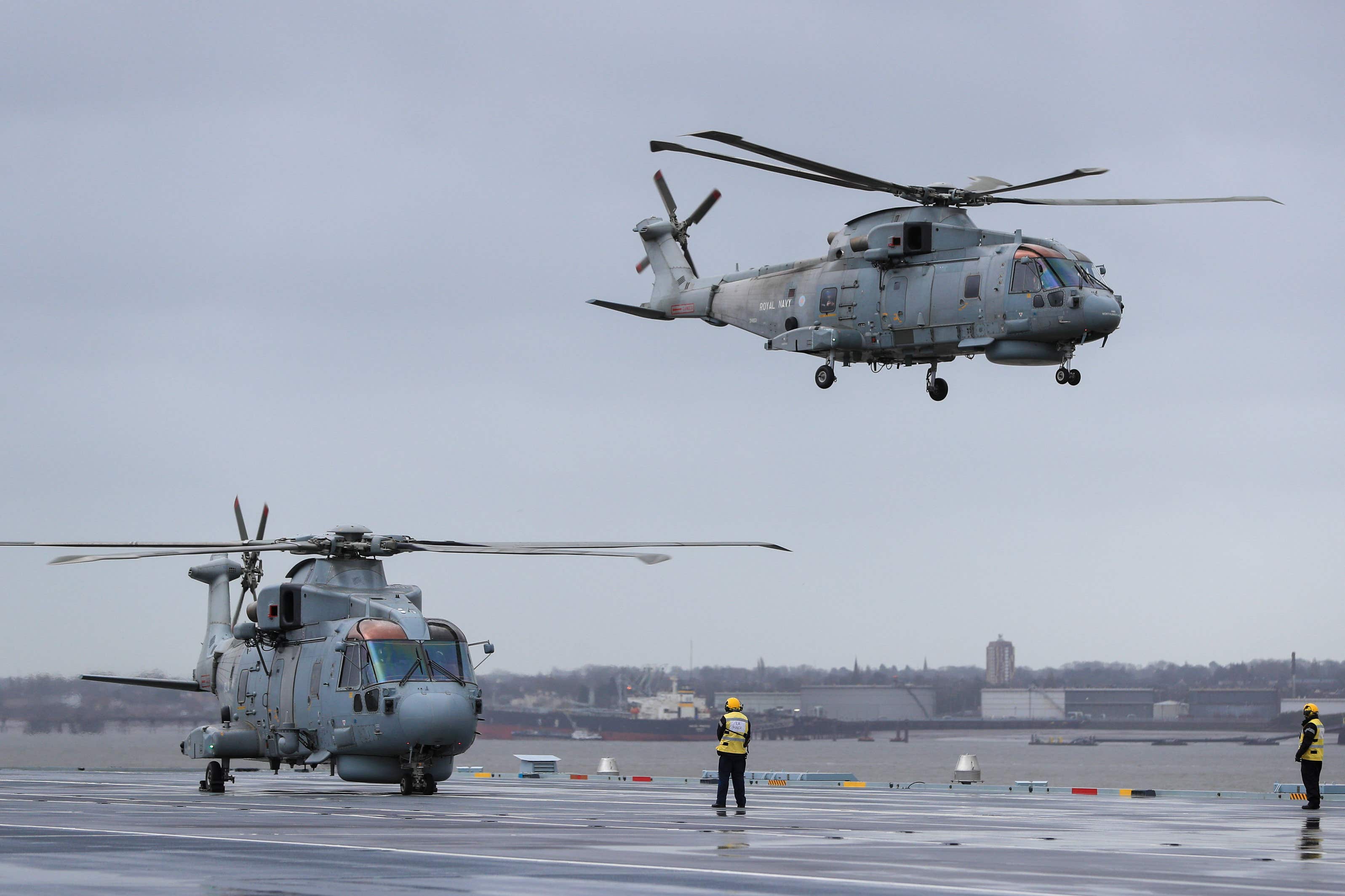 The Royal Navy said the Merlin helicopter ditched off the coast of Dorset on Wednesday night (Peter Byrne/PA)