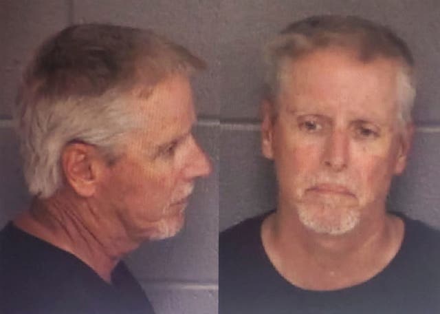 <p>Colin Gray, 54, father of 14-year-old suspected Apalachee High School shooter Colt Gray, poses for police booking photos released September 5</p>