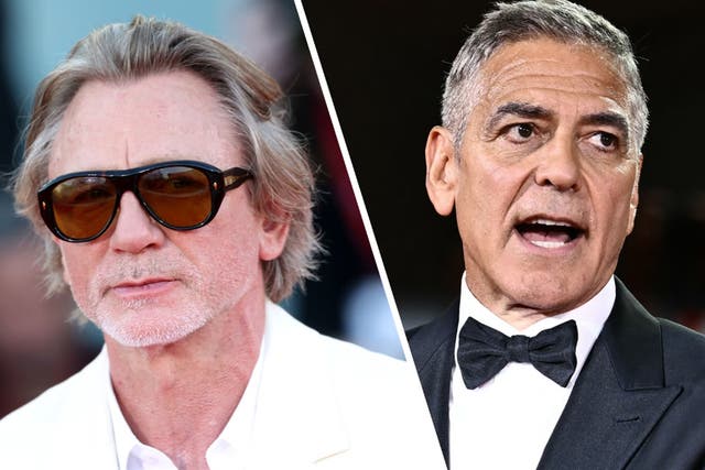 <p>Silver surfers: Daniel Craig and George Clooney premiering their respective movies at this week’s Venice Film Festival</p>