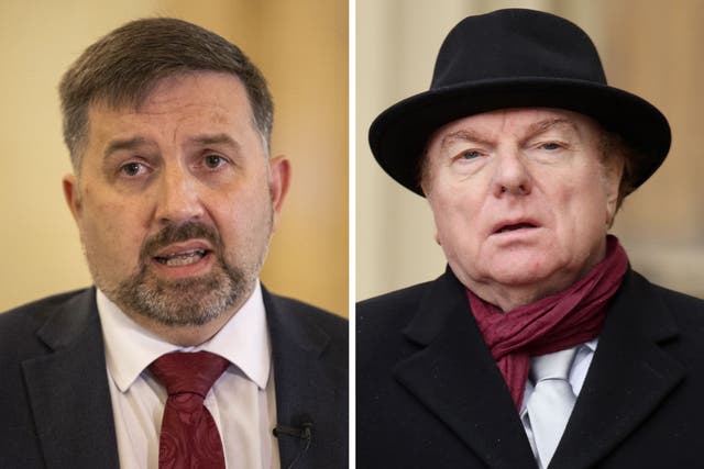 Robin Swann (left) and Sir Van Morrison have settled a defamation battle (PA)