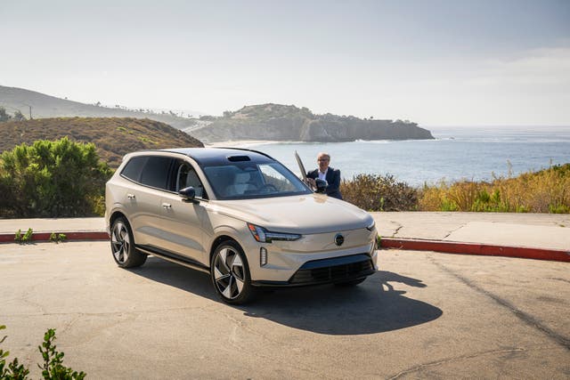 <p>Hail to the king... or hail a taxi? The new all-electric Volvo EX90 with its unusual ‘lidar’ bump </p>