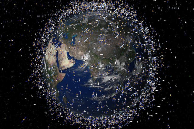 <p>A visualisation by the European Space Agency of satellites in Earth’s orbit. Elon Musk’s Starlink network constitutes more than 62 per cent of all active satellites as of 6 September, 2024</p>