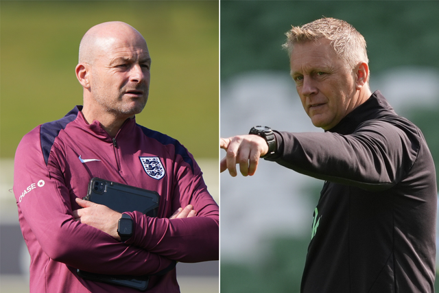 Lee Carsley (left) and Heimir Hallgrimsson face each other on Saturday night (Joe Giddens/Brian Lawless/PA)