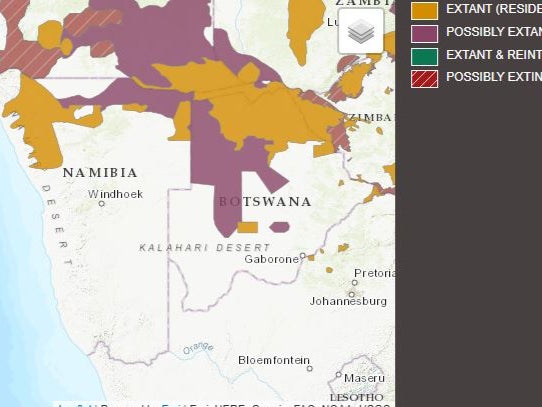 An IUCN map shows elephants are mostly in the north of the country