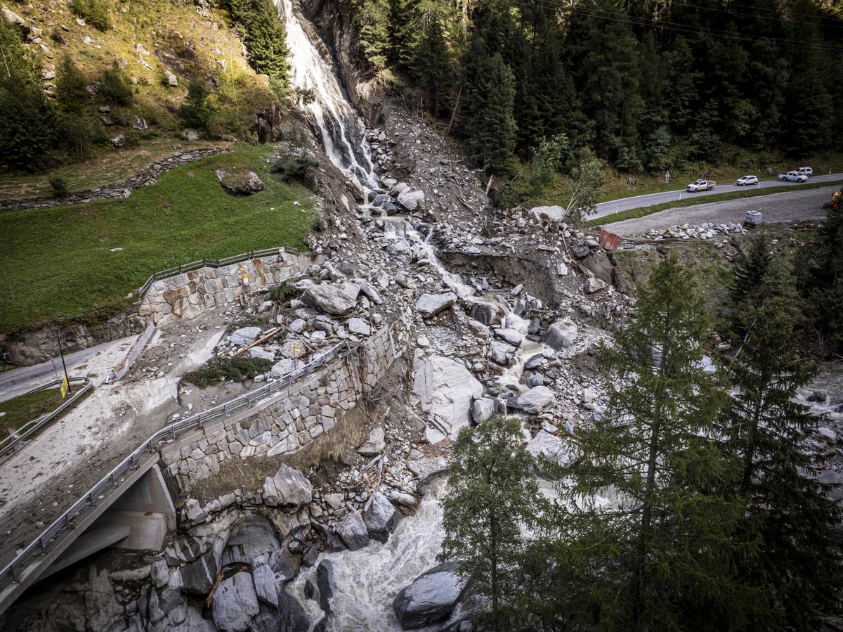 Tourists helicoptered down from Swiss mountain resort after mudslide cuts off road access