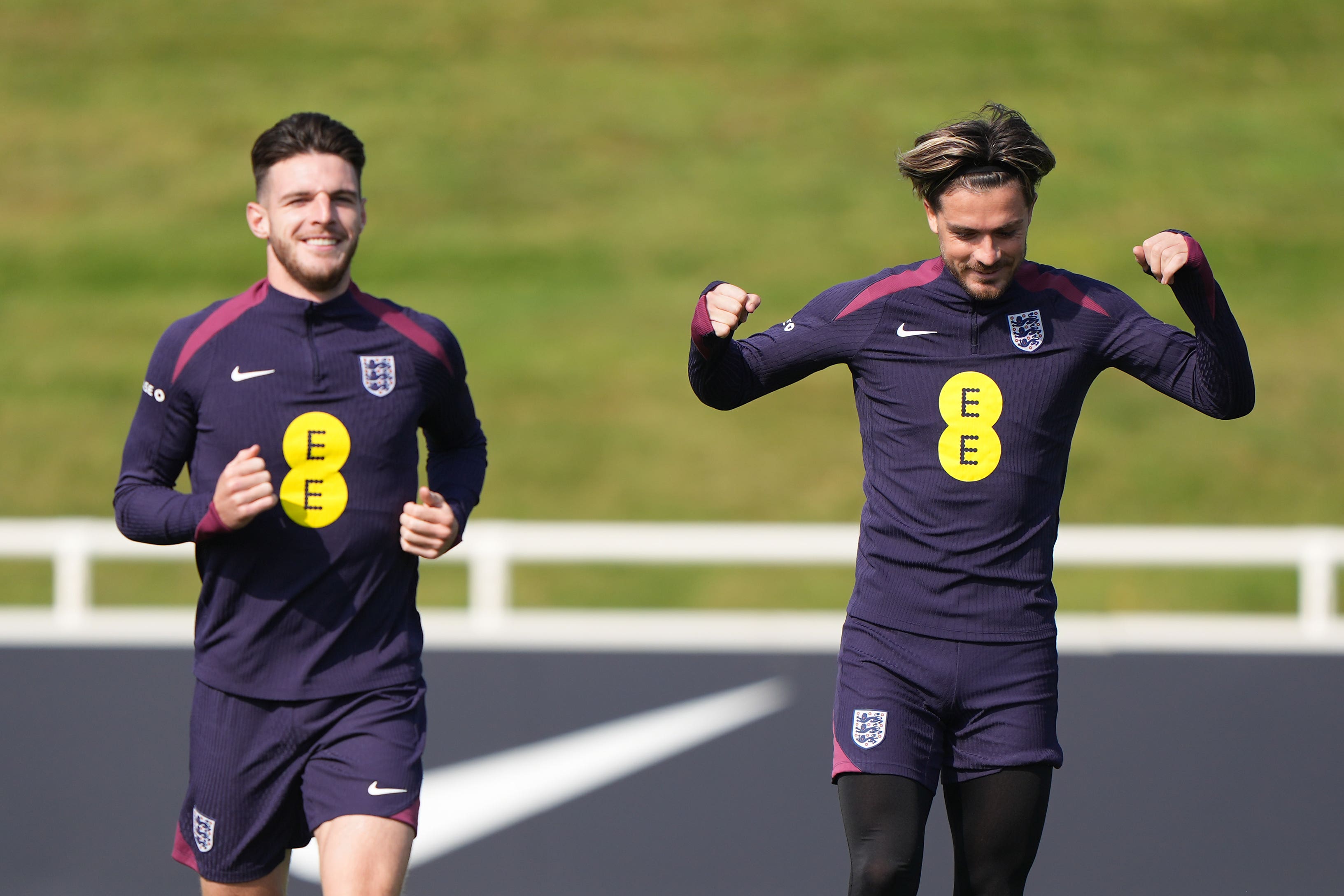 England’s Declan Rice, left, and Jack Grealish both switched their allegiance from the Republic of Ireland (Joe Giddens/PA)