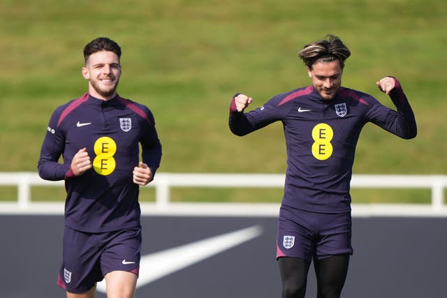 England’s Declan Rice, left, and Jack Grealish both switched their allegiance from the Republic of Ireland (Joe Giddens/PA)