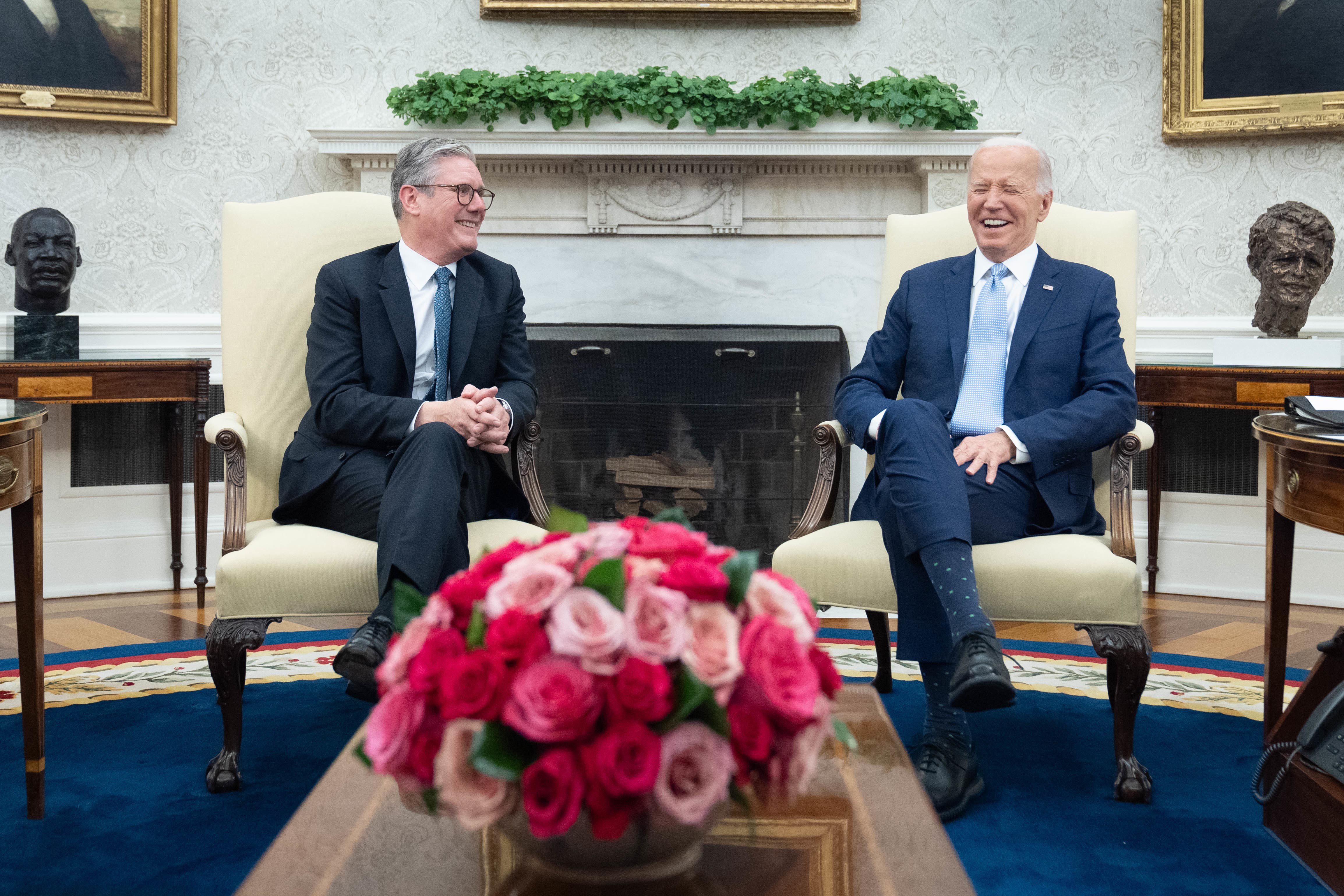 Prime Minister Sir Keir Starmer meets US President Joe Biden at the White House in Washington DC (Stefan Rousseau/PA)