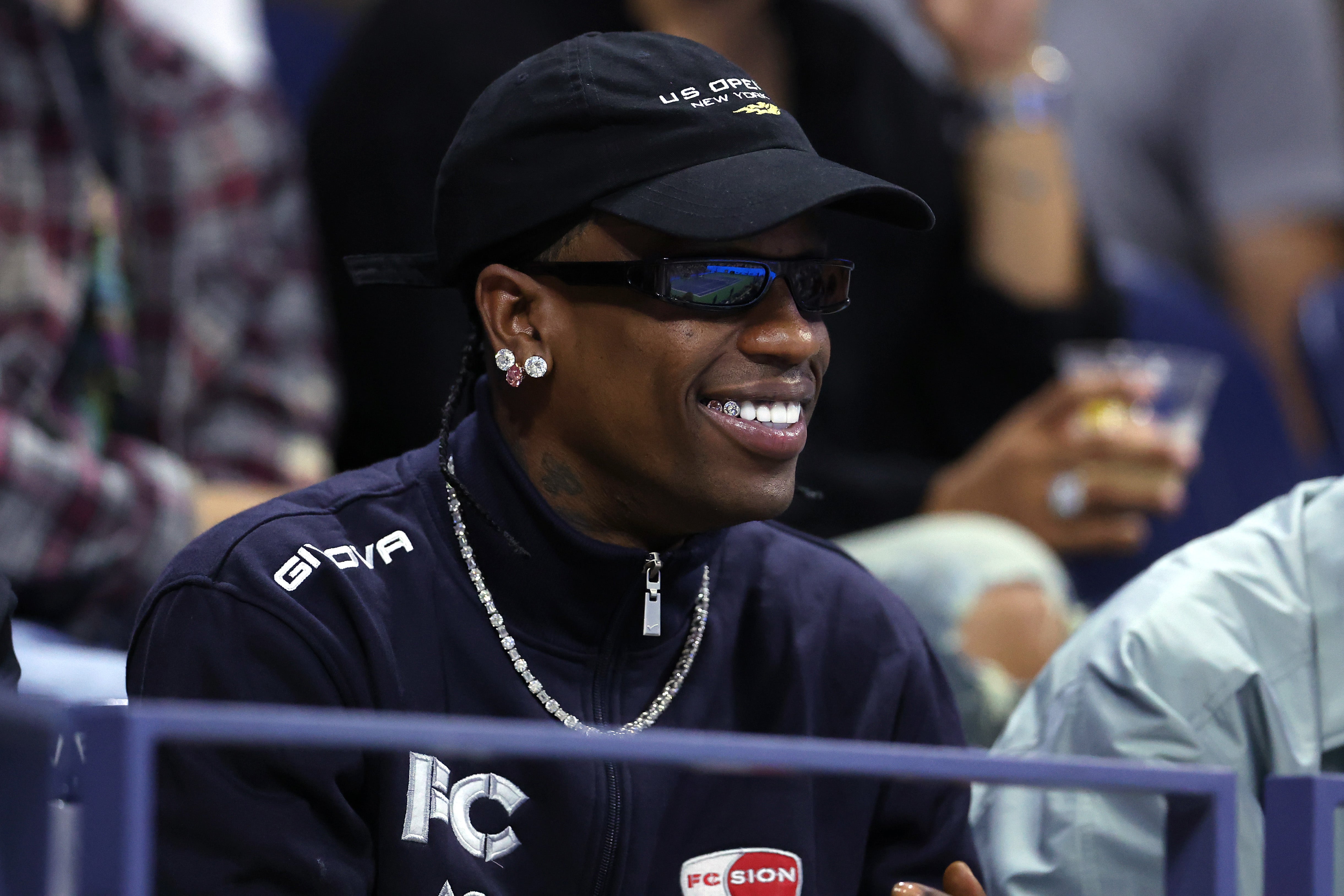 Travis Scott attends the Men's Singles Semifinal match between Taylor Fritz and Frances Tiafoe