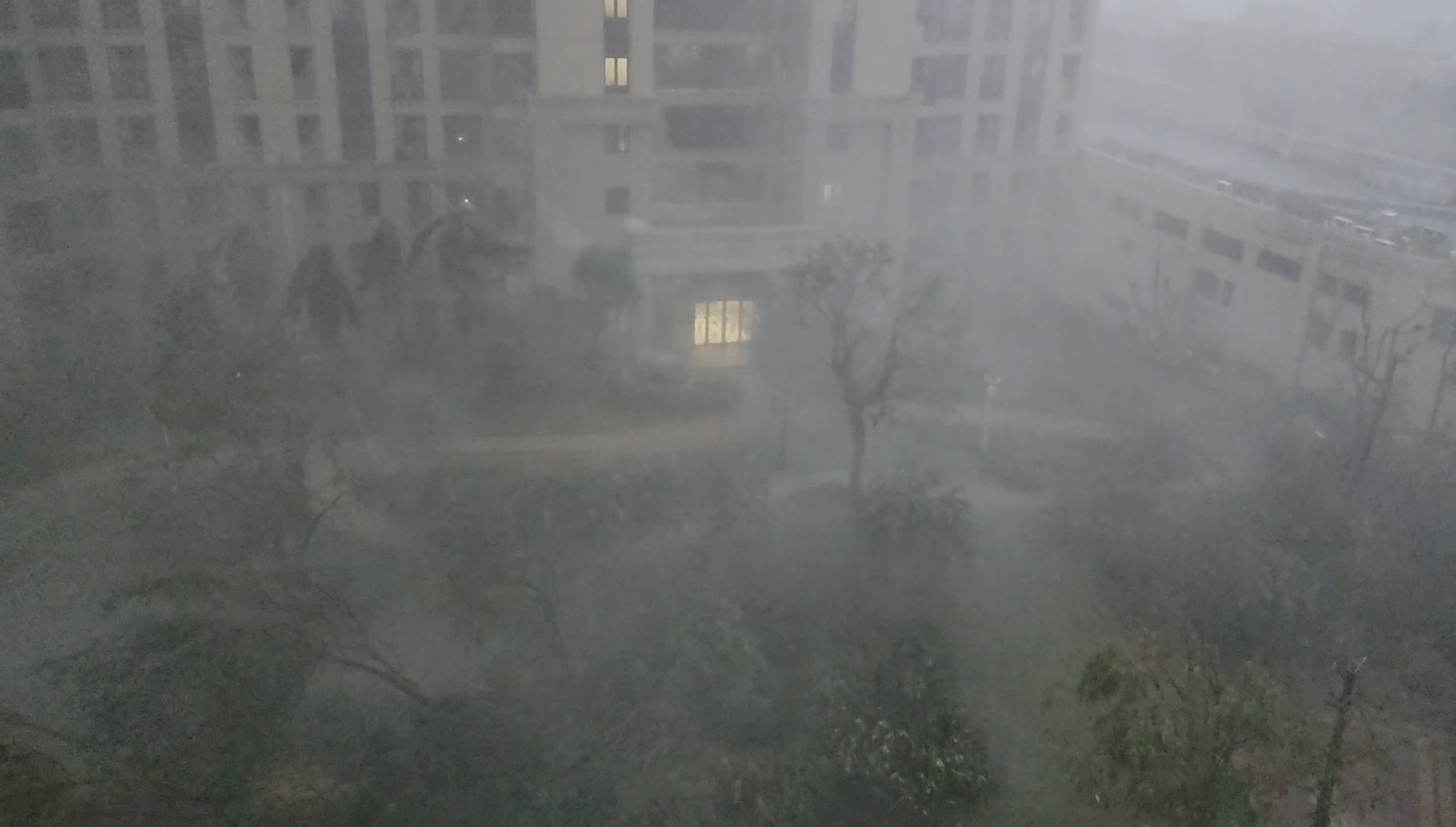 Strong winds blow during Super Typhoon Yagi in Haikou, Hainan, China 6 September 2024 in this screengrab obtained from a social media video