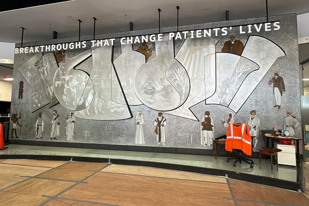 A mural honoring scientists hung in Pfizer's NYC lobby for 60 years. Now it's up for grabs