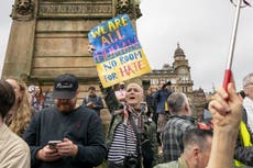 Thousands turn out to oppose rally in Glasgow backed by Tommy Robinson