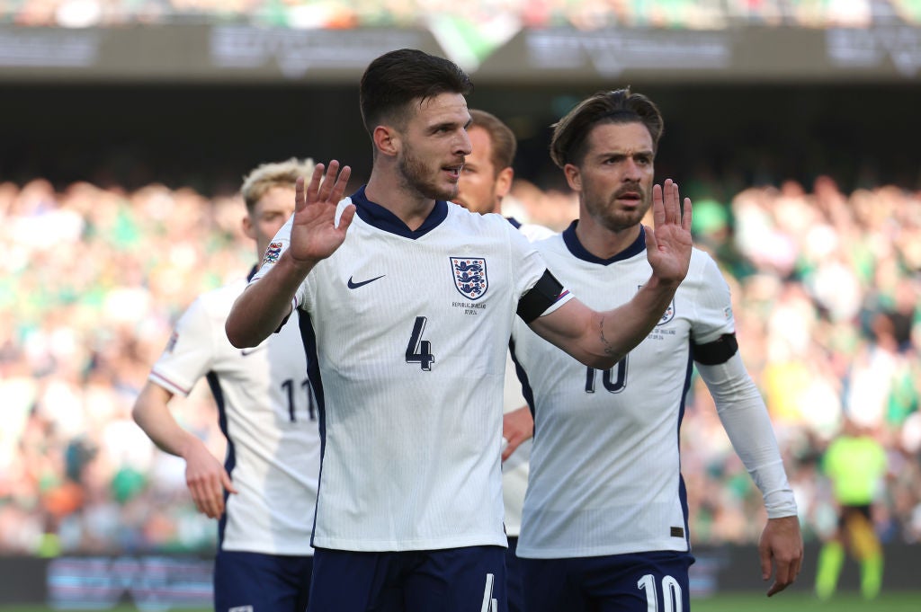 Declan Rice held his hands up in apology after scoring for England against the Republic of Ireland