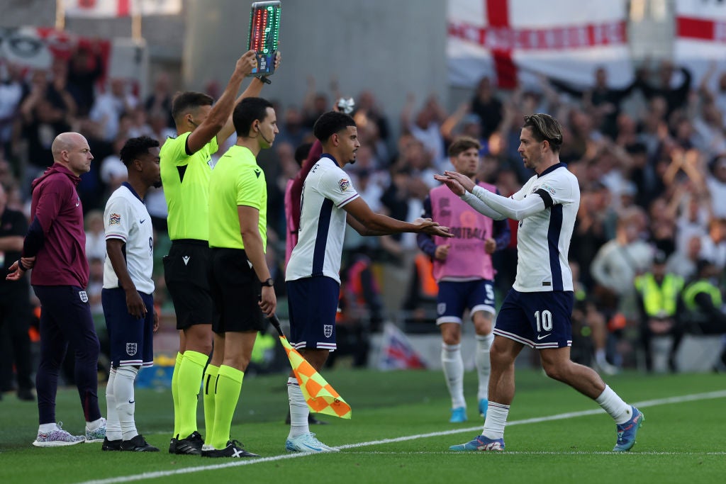 Grealish comes off for Gibbs-White to make his debut