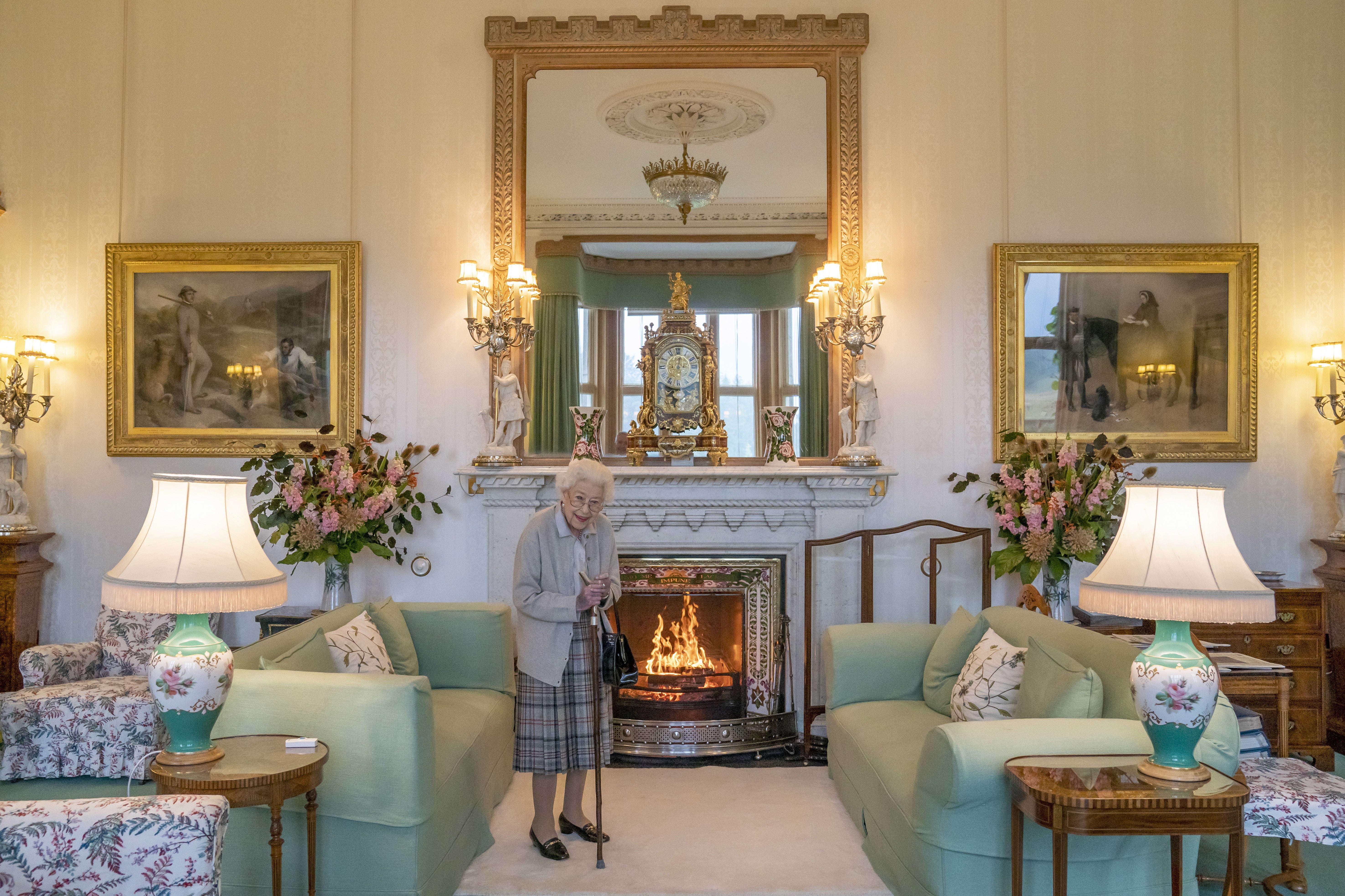 Queen Elizabeth II in the Drawing Room at Balmoral Castle