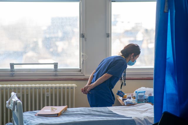 A general view of staff on a NHS hospital ward at Ealing Hospital in London (PA)