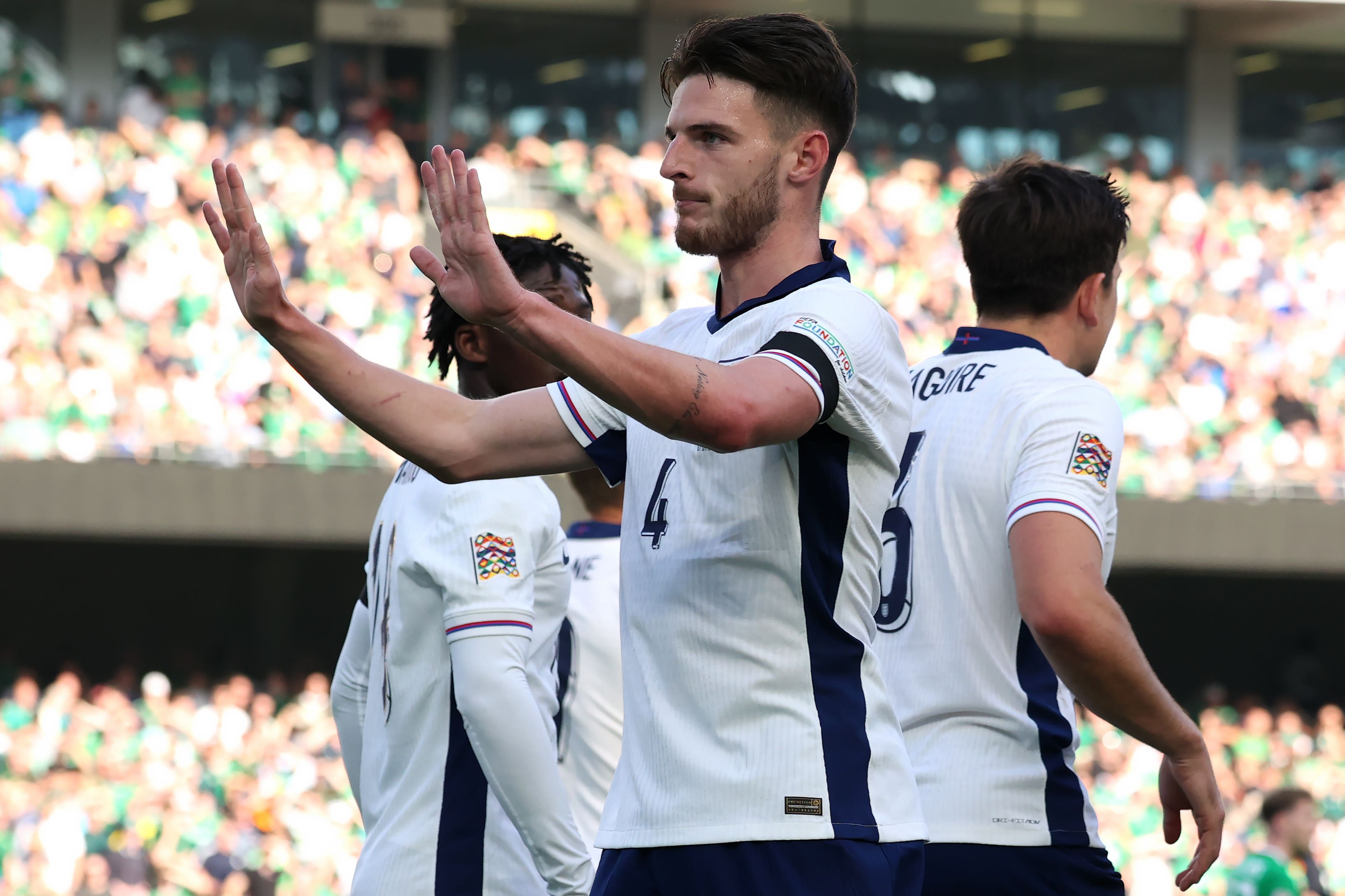 England’s Declan Rice refused to celebrate his opener against the Republic of Ireland (Evan Treacy/PA)